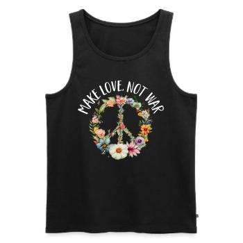 Hippie Peace Sign Peace Flowers Flower Child - Débardeur bio Premium Homme - noir - Devant - Michal (187cm)