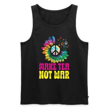 Hippie Peace Zeichen Frieden Blumen Blumenkind - Männer Premium Bio Tank Top - Schwarz - Vorne - Michal (187cm)