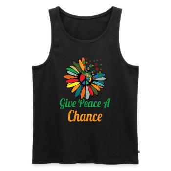 Hippie Peace Zeichen Frieden Blumen Blumenkind - Männer Premium Bio Tank Top - Schwarz - Vorne - Michal (187cm)