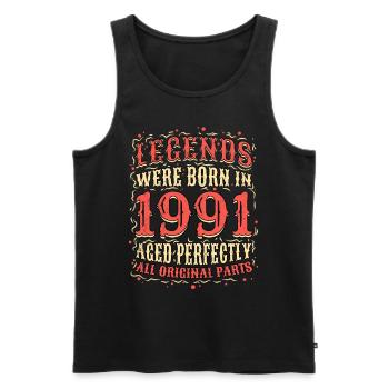 Legends were born in 1991's birthday - Men's Premium Organic Tank Top - black - Front - Michal (187cm)