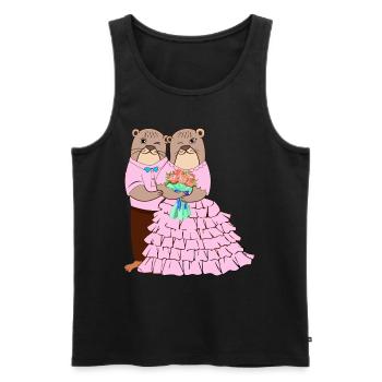 Amants de la loutre Mariage animal de chuchoteur de loutres - Débardeur bio Premium Homme - noir - Devant - AI Model Male 178 light (178cm)