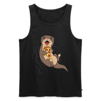 Pizza King Pizza Queen Otter Lover Sea Animal - Men's Premium Organic Tank Top - black - Front - AI Model Male 178 light (178cm)