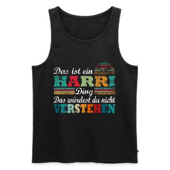 Name Harri - Männer Premium Bio Tank Top - Schwarz - Vorne - AI Model Male 178 light (178cm)