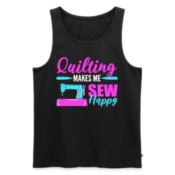 Quilting Makes Me Sew Happy Quilter Sewer Sewing - Men's Premium Organic Tank Top - black - Front - AI Model Male 178 light (178cm)