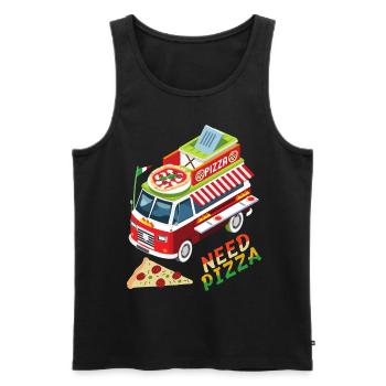 Pizza Food Truck, Italian Cuisine, Saying - Men's Premium Organic Tank Top - black - Front - Michal (187cm)