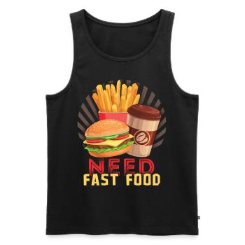Restauration rapide, Burgers, Hamburgers, Frites - Débardeur bio Premium Homme - noir - Devant - AI Model Male 178 light (178cm)