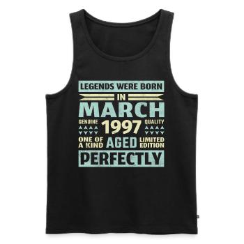 26. Geburtstag März Jahrgang 1997 Vintage - Männer Premium Bio Tank Top - Schwarz - Vorne - Michal (187cm)