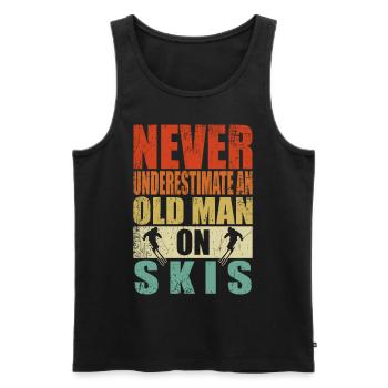 Never underestimate old man skis ski retirement - Men's Premium Organic Tank Top - black - Front - AI Model Male 178 light (178cm)
