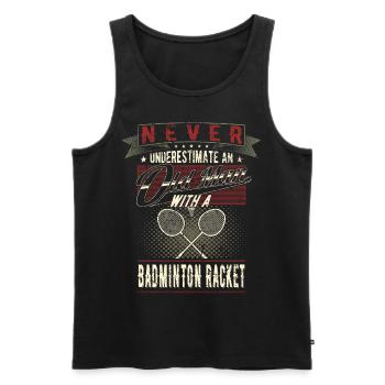 Unterschätze niemals einen alten Mann Badminton - Männer Premium Bio Tank Top - Schwarz - Vorne - Michal (187cm)