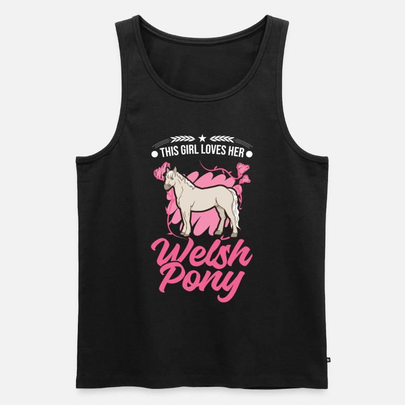 Welsh Pony Mädchen - Männer Premium Bio Tank Top - Schwarz