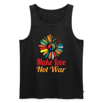 Hippie Paix Signe Paix Fleurs Fleur Enfant - Débardeur bio Premium Homme - noir - Devant - Michal (187cm)