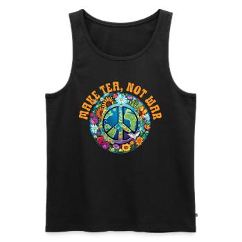 Hippie Peace Zeichen Frieden Blumen Blumenkind - Männer Premium Bio Tank Top - Schwarz - Vorne - Michal (187cm)
