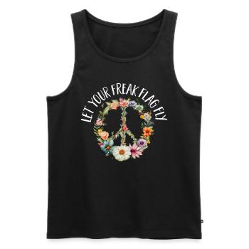 Hippie Peace Sign Peace Flowers Flower Child - Débardeur bio Premium Homme - noir - Devant - Michal (187cm)