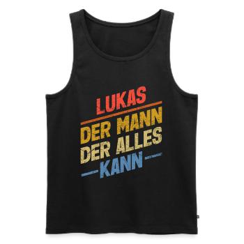 Lukas Der Mann Der Alles Kann Vorname Lukas - Männer Premium Bio Tank Top - Schwarz - Vorne - Michal (187cm)