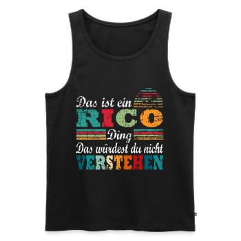 Rico Name - Männer Premium Bio Tank Top - Schwarz - Vorne - Michal (187cm)