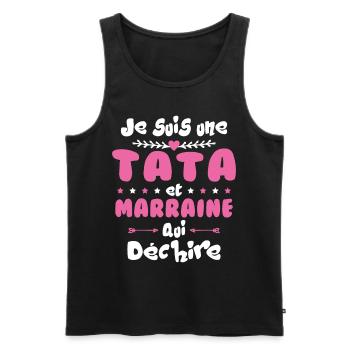 Je Suis Une Tata et Marraine Qui Déchire - Débardeur bio Premium Homme - noir - Devant - Michal (187cm)