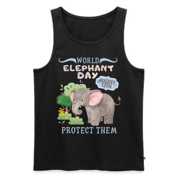 Save the Elephants, Day of the Elephant, Elephant - Men's Premium Organic Tank Top - black - Front - Michal (187cm)