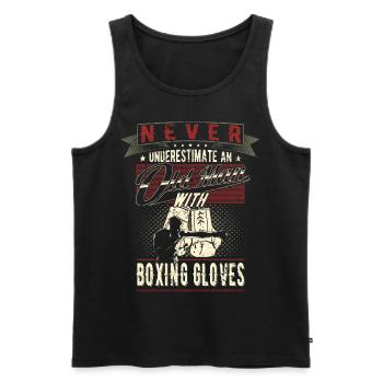 Unterschätze niemals alten Mann Boxhandschuhe - Männer Premium Bio Tank Top - Schwarz - Vorne - AI Model Male 178 light (178cm)