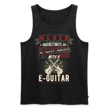 Unterschätze niemals einen alten Mann E-Gitarre - Männer Premium Bio Tank Top - Schwarz - Vorne - Michal (187cm)