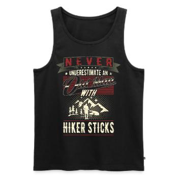 Unterschätze niemals alten Mann Wandern Rente - Männer Premium Bio Tank Top - Schwarz - Vorne - Michal (187cm)