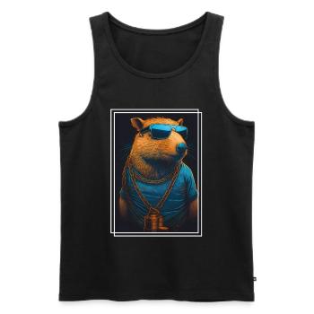 Capybara Capybara Cochon d’Inde Mèmes rongeurs - Débardeur bio Premium Homme - noir - Devant - Michal (187cm)