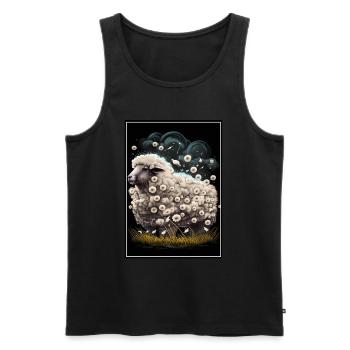 Sheep wool Sheep's wool Dandelion - Men's Premium Organic Tank Top - black - Front - AI Model Male 178 light (178cm)