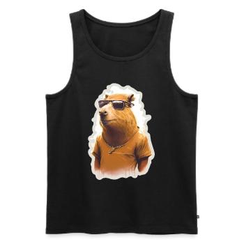 Capybara Capybara Cochon d’Inde Mèmes rongeurs - Débardeur bio Premium Homme - noir - Devant - Michal (187cm)