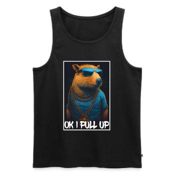 Capybara Capybara Cochon d’Inde Mèmes rongeurs - Débardeur bio Premium Homme - noir - Devant - Michal (187cm)