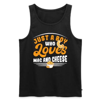 Macaroni au fromage Macaroni au fromage Pâtes et macaronis au fromage - Débardeur bio Premium Homme - noir - Devant - Michal (187cm)
