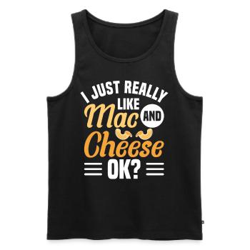 Macaroni au fromage macaroni et pâtes au fromage - Débardeur bio Premium Homme - noir - Devant - Michal (187cm)