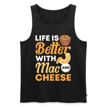 Macaroni au fromage Macaroni au fromage Pâtes et macaronis au fromage - Débardeur bio Premium Homme - noir - Devant - AI Model Male 178 light (178cm)