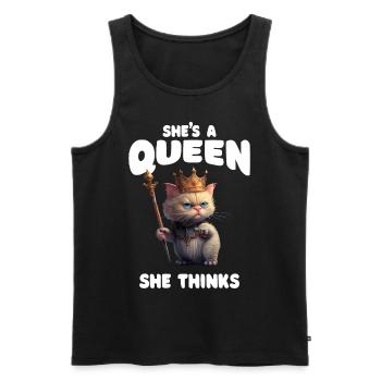 Shes A Queen Funny Royal Cat - Débardeur bio Premium Homme - noir - Devant - Michal (187cm)