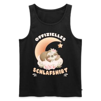 Offizielles Schlafshirt, Faultier, Blumen, Mond - Männer Premium Bio Tank Top - Schwarz - Vorne - Michal (187cm)