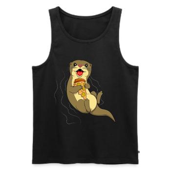 Otter Whisperer Animal Marine Biologist Pizza - Men's Premium Organic Tank Top - black - Front - AI Model Male 178 light (178cm)