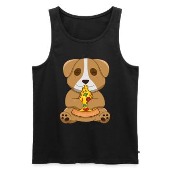 Pizza King Pizza Queen Dog Lovers Animal Puppy - Men's Premium Organic Tank Top - black - Front - Michal (187cm)
