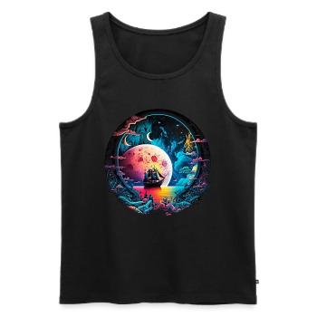Fantasy Universum Planet Schiff Meer - Männer Premium Bio Tank Top - Schwarz - Vorne - Michal (187cm)
