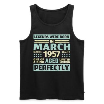 66. Geburtstag März Jahrgang 1957 Vintage - Männer Premium Bio Tank Top - Schwarz - Vorne - AI Model Male 178 light (178cm)