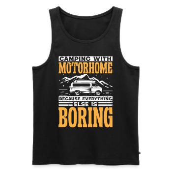 Camping with Motorhome because - Männer Premium Bio Tank Top - Schwarz - Vorne - AI Model Male 178 light (178cm)