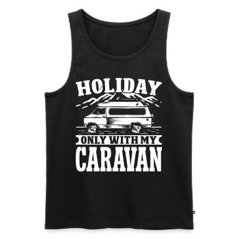 Vacances seulement avec ma caravane - Débardeur bio Premium Homme - noir - Devant - AI Model Male 178 light (178cm)