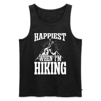 Happiest when i'm Hiking - Männer Premium Bio Tank Top - Schwarz - Vorne - AI Model Male 178 light (178cm)