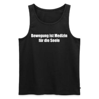 Pilates - Bewegung ist Medizin für die Seele - Männer Premium Bio Tank Top - Schwarz - Vorne - Michal (187cm)