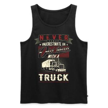 Unterschätze niemals alten Mann LKW Lastwagen - Männer Premium Bio Tank Top - Schwarz - Vorne - Michal (187cm)