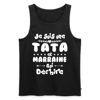 Je suis une Tata et Marraine qui déchire - Débardeur bio Premium Homme - noir - Devant - Michal (187cm)