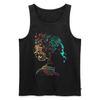 Juneteenth Melanin Queen - Beautiful Afro Woman - Men's Premium Organic Tank Top - black - Front - Michal (187cm)