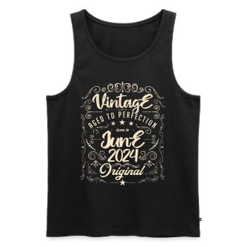 Vintage born in June 2024. Birthday June 2024 - Men's Premium Organic Tank Top - black - Front - Michal (187cm)