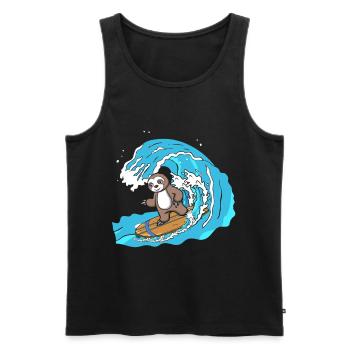 Surfboard Sloth Herbivore Animal - Men's Premium Organic Tank Top - black - Front - Michal (187cm)