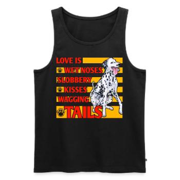 L’amour est mouillé nez baveux baisers remuant les queues - Débardeur bio Premium Homme - noir - Devant - Michal (187cm)