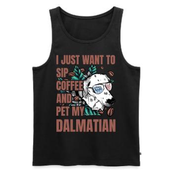 Je veux juste siroter du café et caresser mon dalmatien - Débardeur bio Premium Homme - noir - Devant - Michal (187cm)