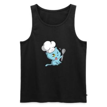 Mignon Kawaii Chef Chaton Drôle Chef - Débardeur bio Premium Homme - noir - Devant - Michal (187cm)