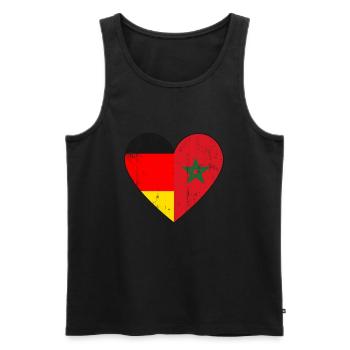 German and Moroccan flag heart Moroccans - Men's Premium Organic Tank Top - black - Front - AI Model Male 178 light (178cm)